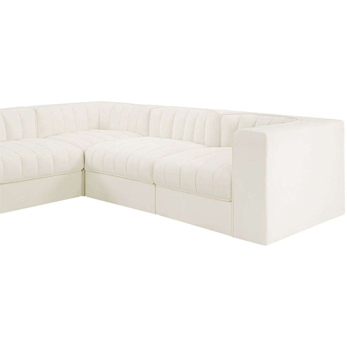 Rummi Cream Velvet Performance Fabric Upholstered 10 Piece Modular Sectional Sofa