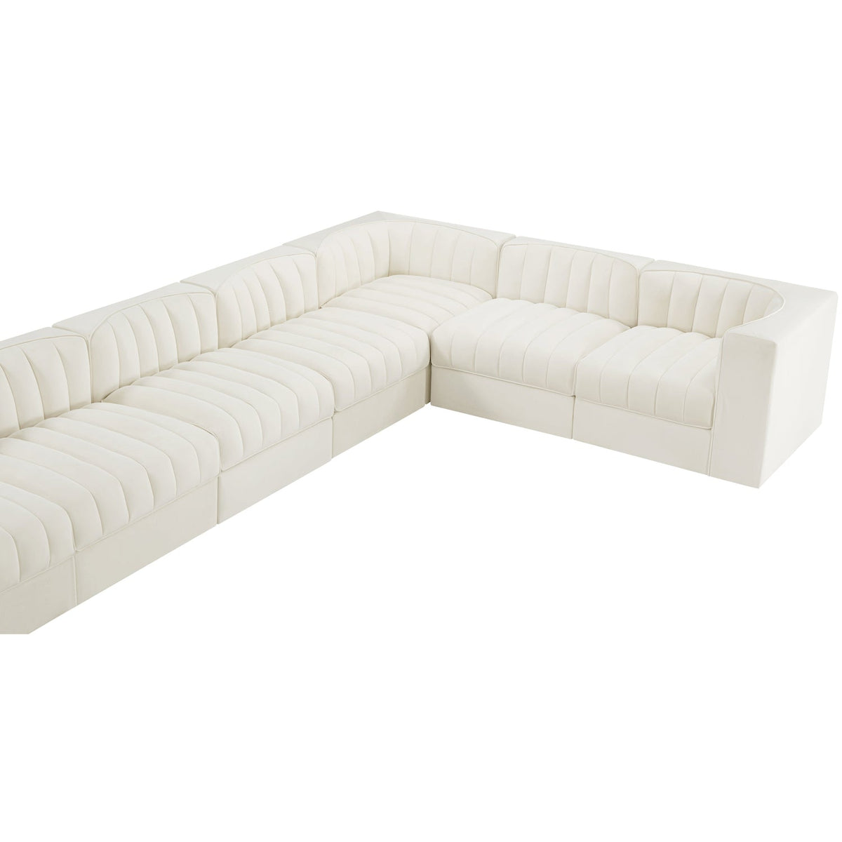 Rummi Cream Velvet Performance Fabric Upholstered 10 Piece Modular Sectional Sofa