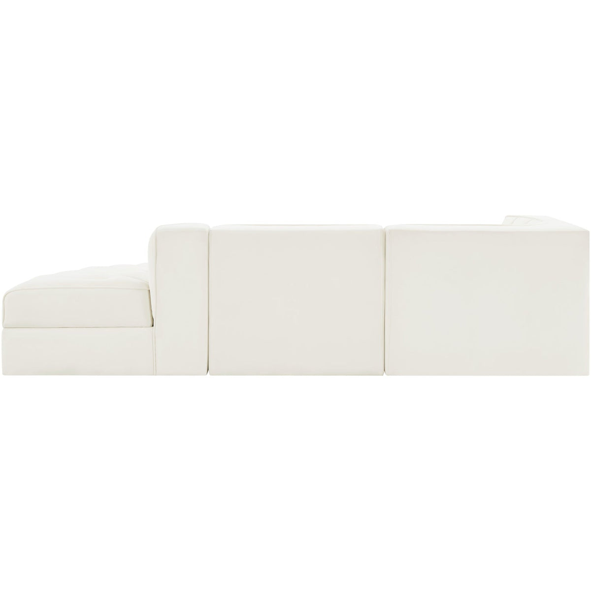 Rummi Cream Velvet Performance Fabric Upholstered 3 Piece Modular Sectional Sofa