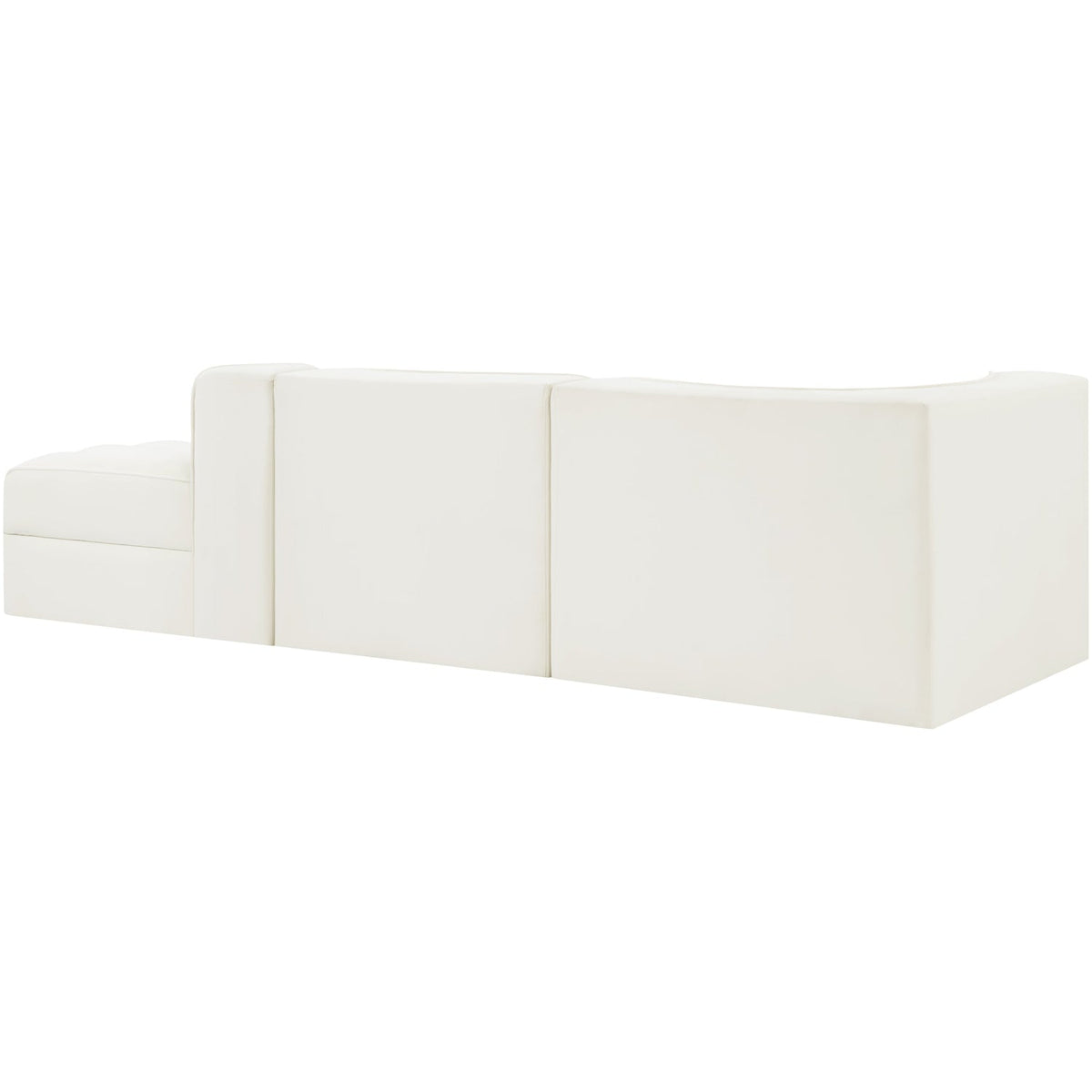 Rummi Cream Velvet Performance Fabric Upholstered 3 Piece Modular Sectional Sofa
