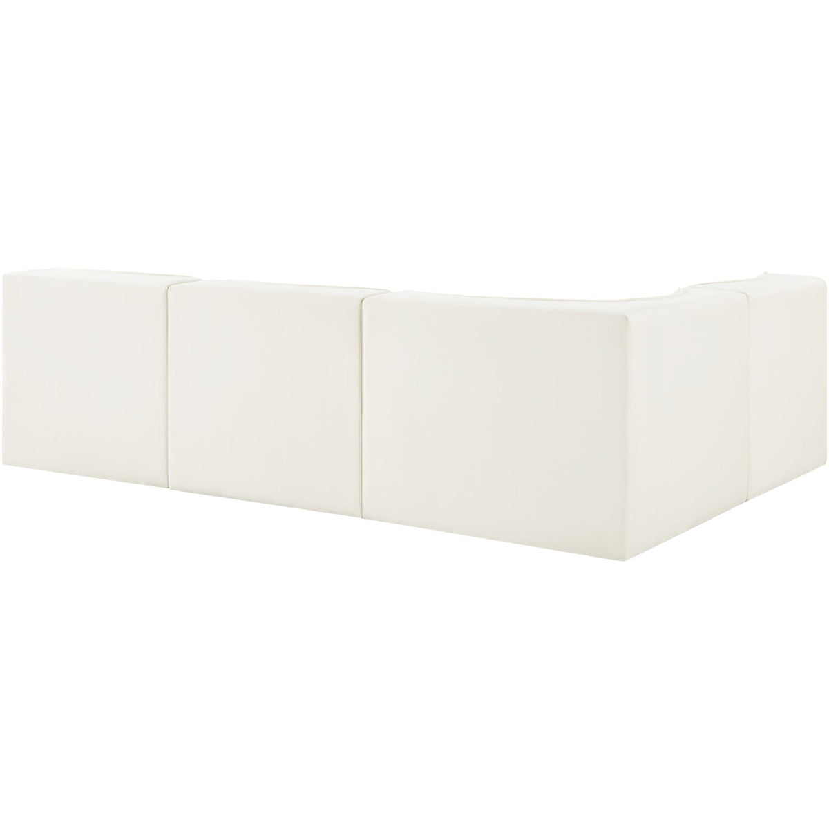 Rummi Cream Velvet Performance Fabric Upholstered 4 Piece Modular Sectional Sofa