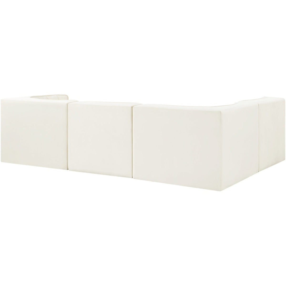 Rummi Cream Velvet Performance Fabric Upholstered 4 Piece Modular Sectional Sofa
