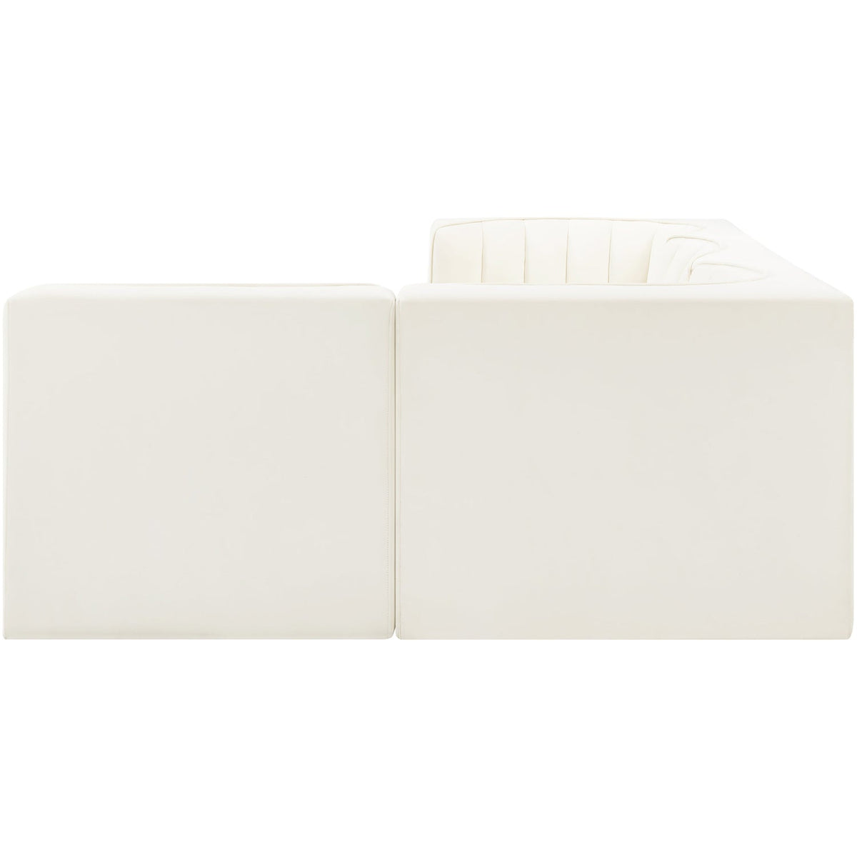 Rummi Cream Velvet Performance Fabric Upholstered 4 Piece Modular Sectional Sofa