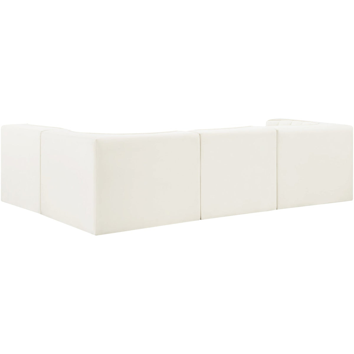 Rummi Cream Velvet Performance Fabric Upholstered 4 Piece Modular Sectional Sofa