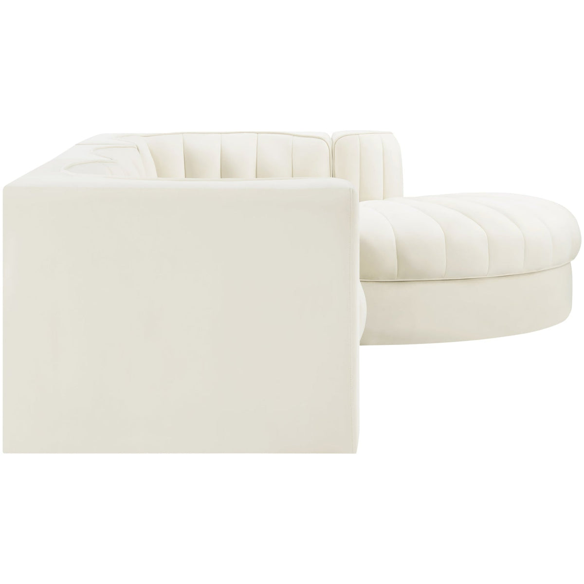 Rummi Cream Velvet Performance Fabric Upholstered 4 Piece Modular Sectional Sofa