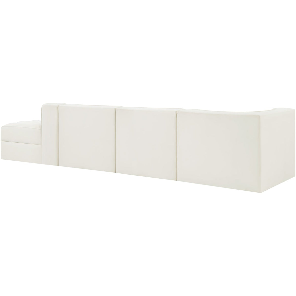 Rummi Cream Velvet Performance Fabric Upholstered 4 Piece Modular Sectional Sofa