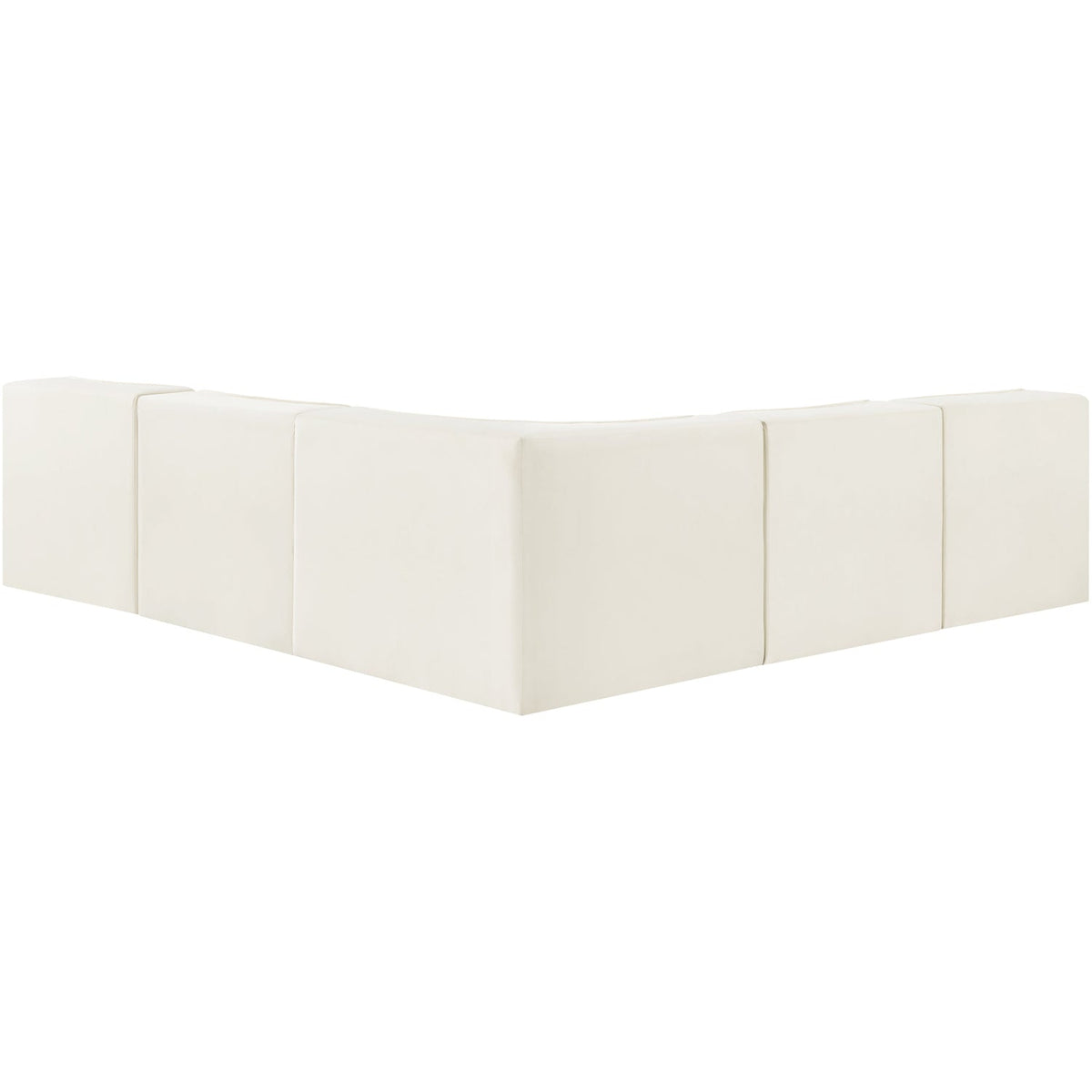 Rummi Cream Velvet Performance Fabric Upholstered 5 Piece Modular Sectional Sofa