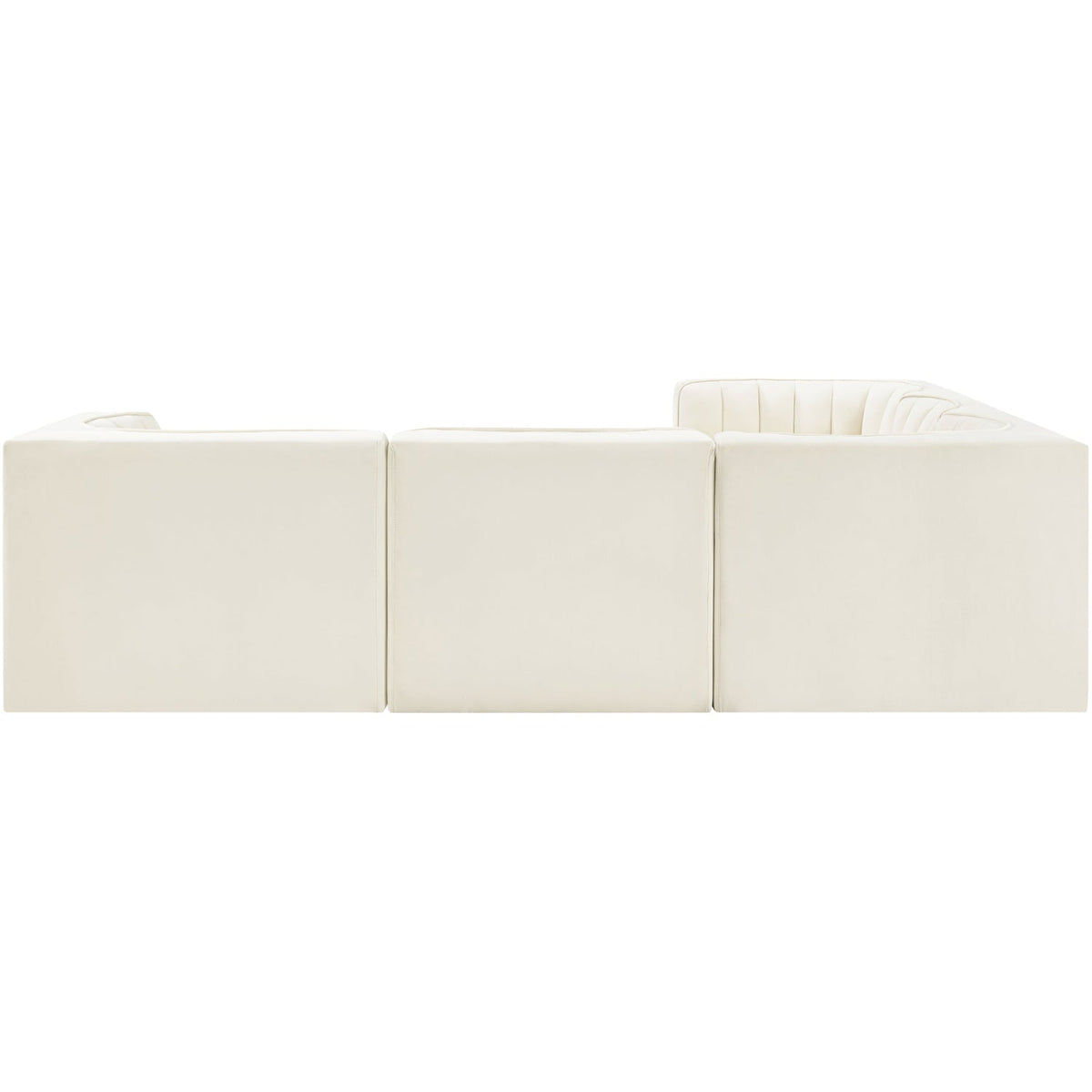 Rummi Cream Velvet Performance Fabric Upholstered 5 Piece Modular Sectional Sofa