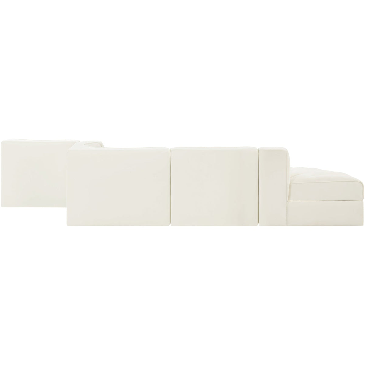 Rummi Cream Velvet Performance Fabric Upholstered 5 Piece Modular Sectional Sofa