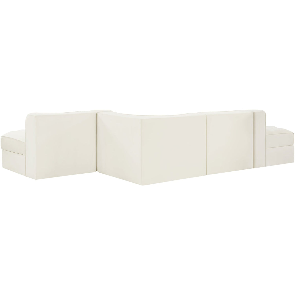 Rummi Cream Velvet Performance Fabric Upholstered 5 Piece Modular Sectional Sofa