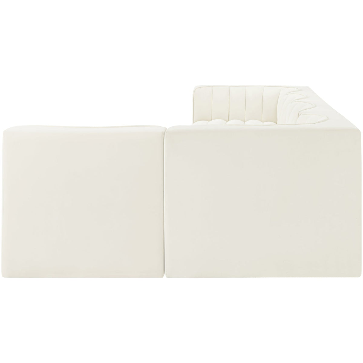 Rummi Cream Velvet Performance Fabric Upholstered 5 Piece Modular Sectional Sofa
