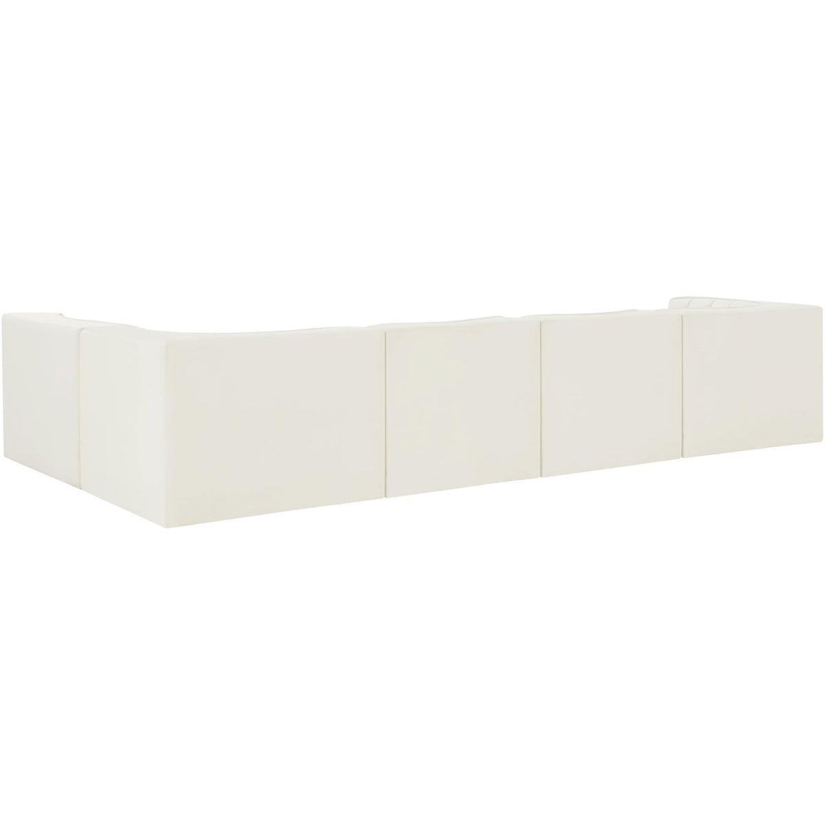 Rummi Cream Velvet Performance Fabric Upholstered 5 Piece Modular Sectional Sofa