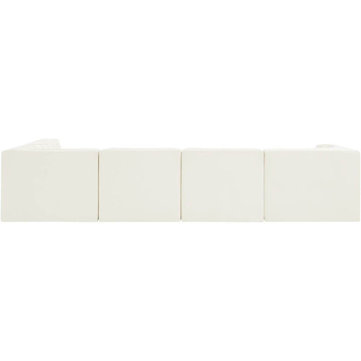 Rummi Cream Velvet Performance Fabric Upholstered 5 Piece Modular Sectional Sofa