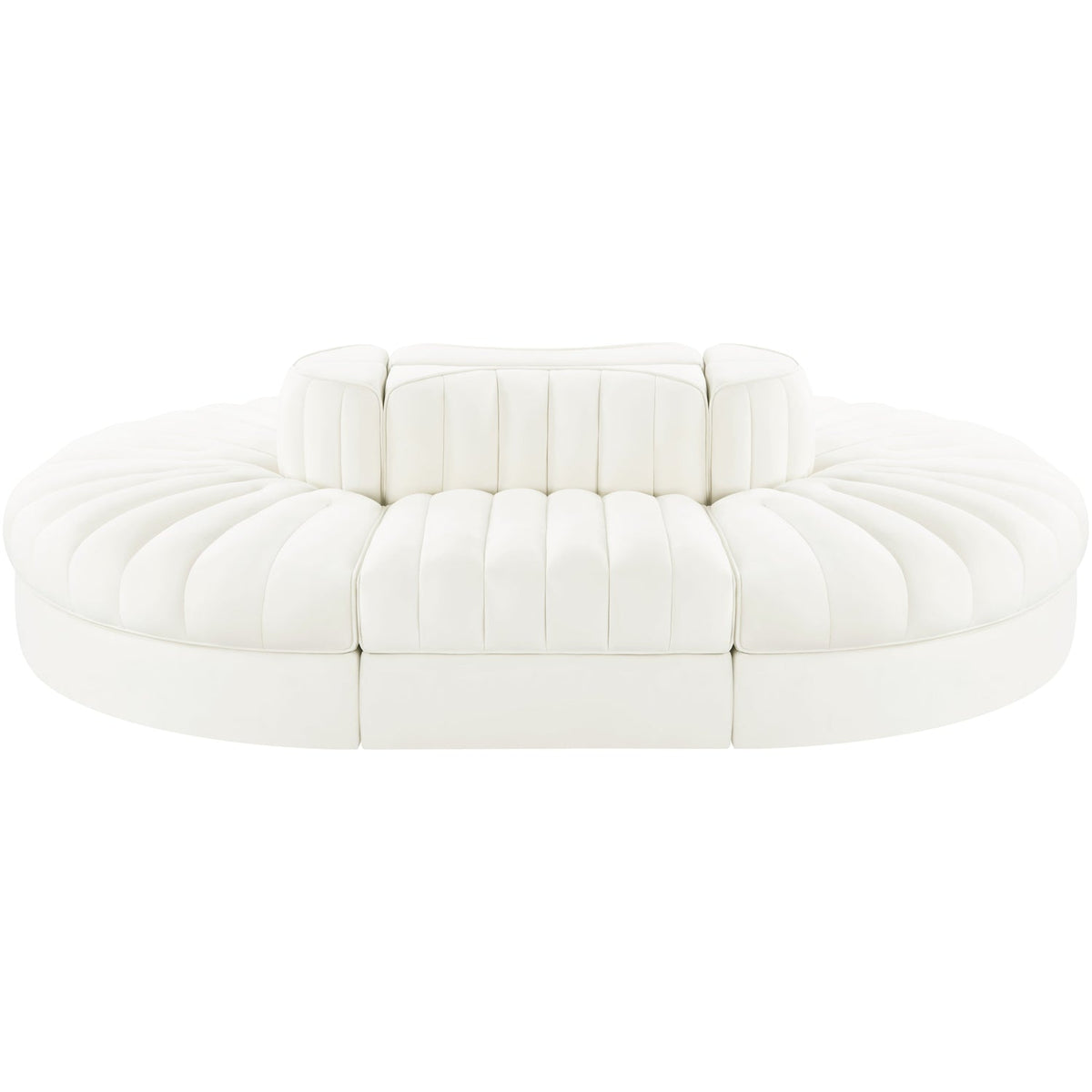 Rummi Cream Velvet Performance Fabric Upholstered 6 Piece Modular Sectional Sofa