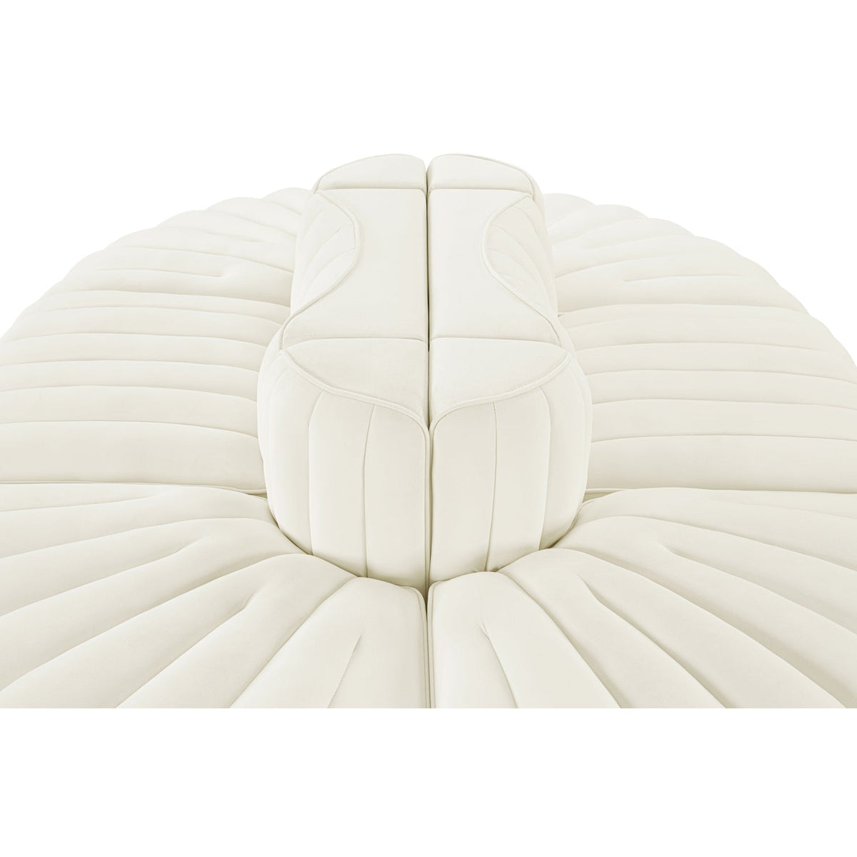 Rummi Cream Velvet Performance Fabric Upholstered 6 Piece Modular Sectional Sofa