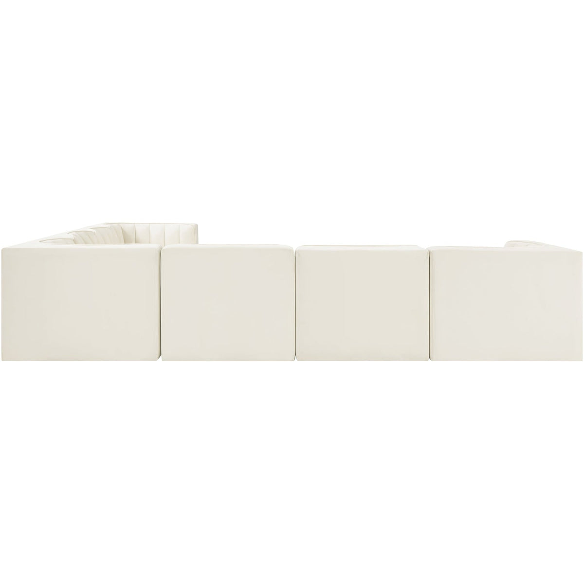 Rummi Cream Velvet Performance Fabric Upholstered 7 Piece Modular Sectional Sofa