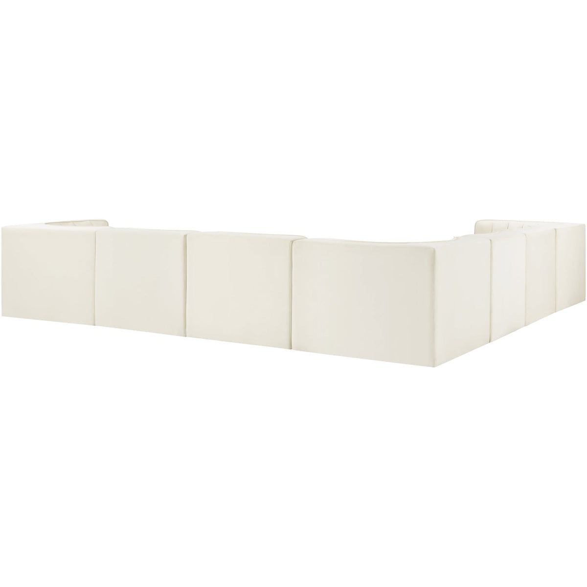 Rummi Cream Velvet Performance Fabric Upholstered 7 Piece Modular Sectional Sofa