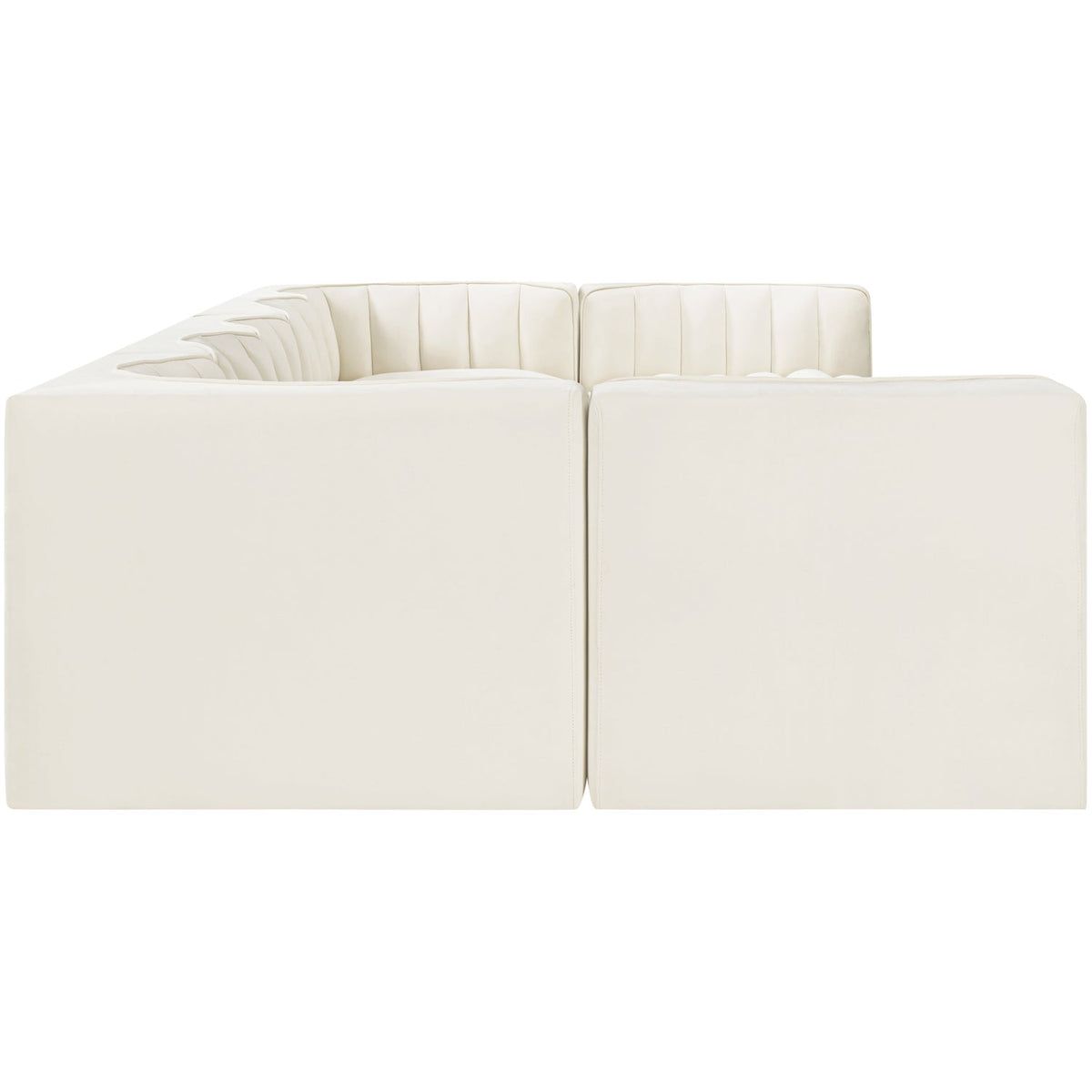 Rummi Cream Velvet Performance Fabric Upholstered 7 Piece Modular Sectional Sofa
