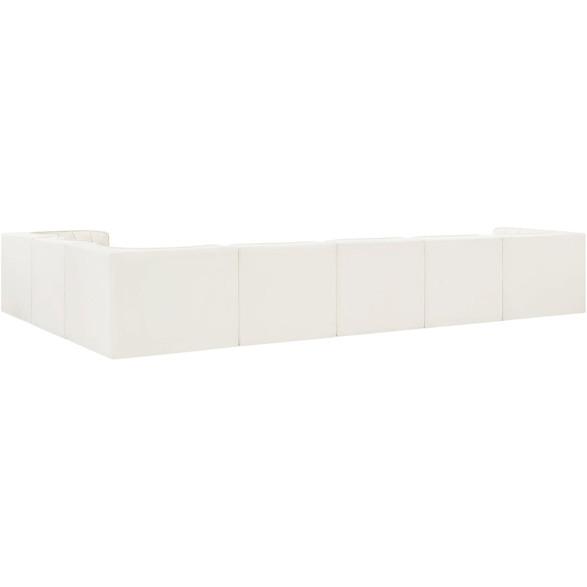 Rummi Cream Velvet Performance Fabric Upholstered 7 Piece Modular Sectional Sofa