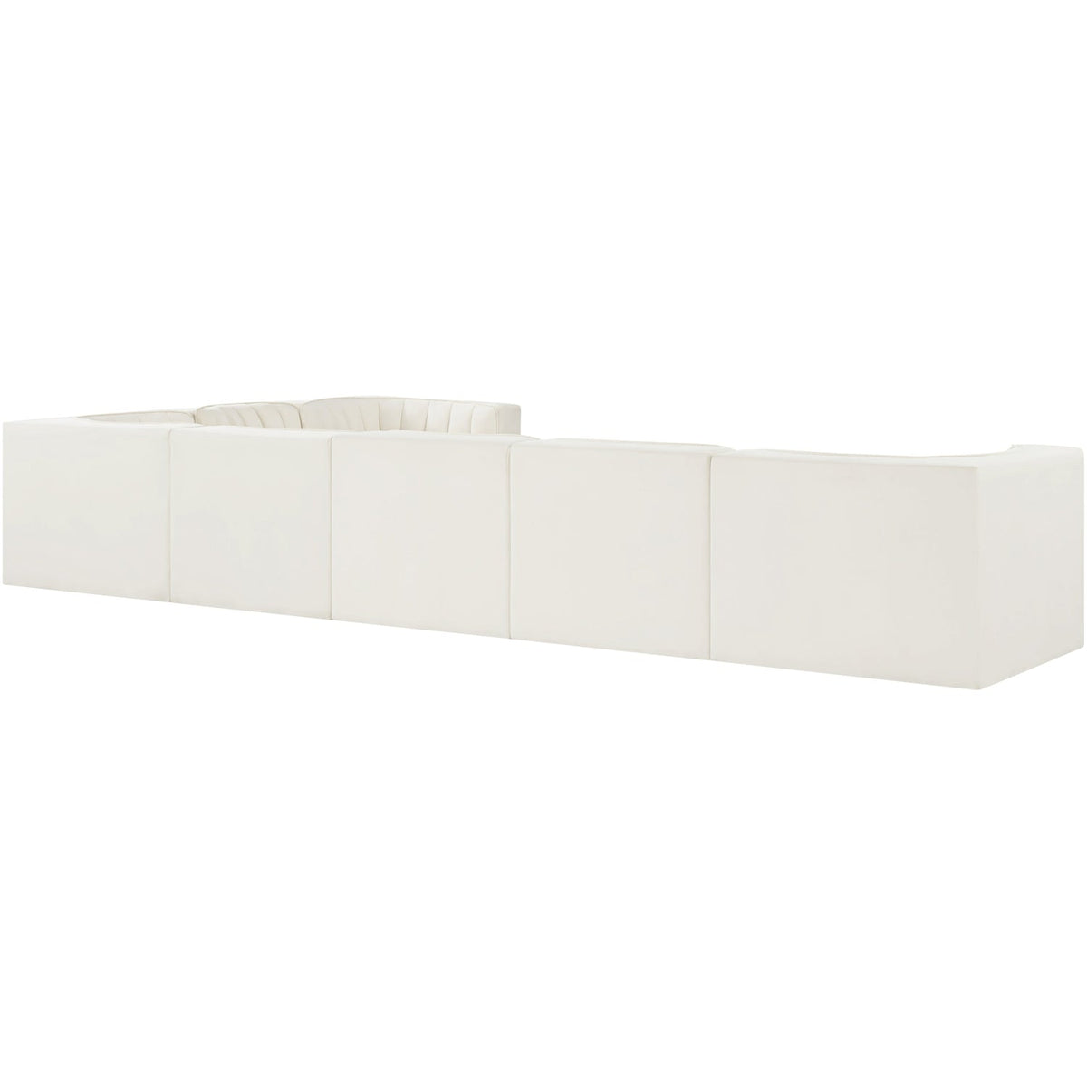 Rummi Cream Velvet Performance Fabric Upholstered 7 Piece Modular Sectional Sofa