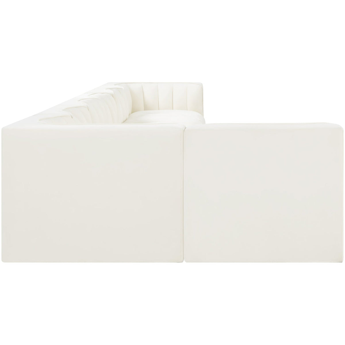 Rummi Cream Velvet Performance Fabric Upholstered 7 Piece Modular Sectional Sofa