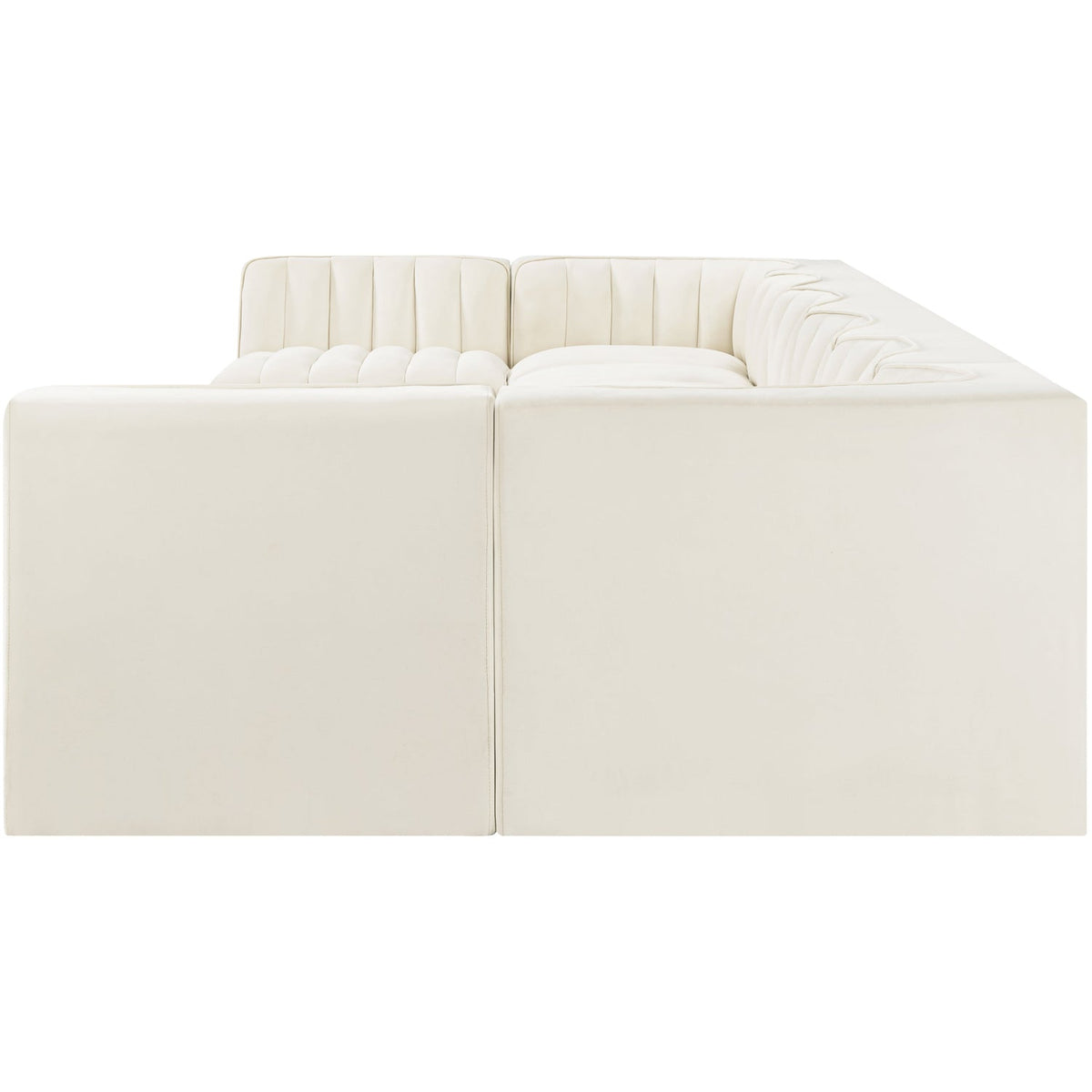 Rummi Cream Velvet Performance Fabric Upholstered 8 Piece Modular Sectional Sofa