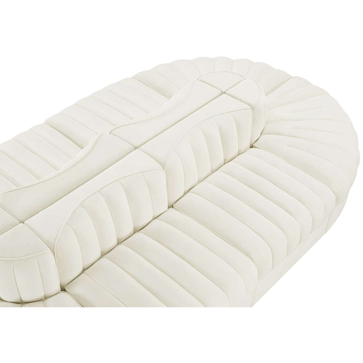 Rummi Cream Velvet Performance Fabric Upholstered 8 Piece Modular Sectional Sofa