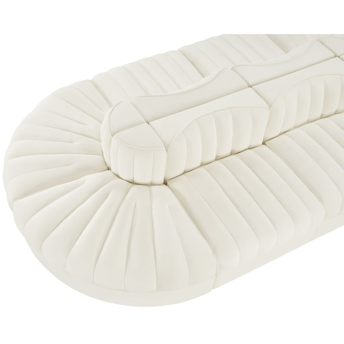 Rummi Cream Velvet Performance Fabric Upholstered 8 Piece Modular Sectional Sofa