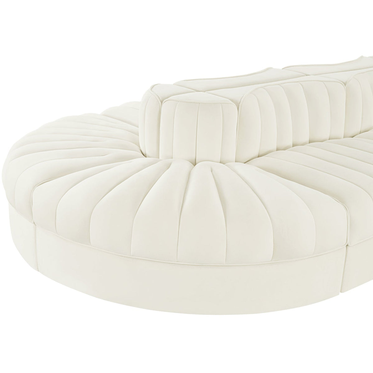 Rummi Cream Velvet Performance Fabric Upholstered 8 Piece Modular Sectional Sofa