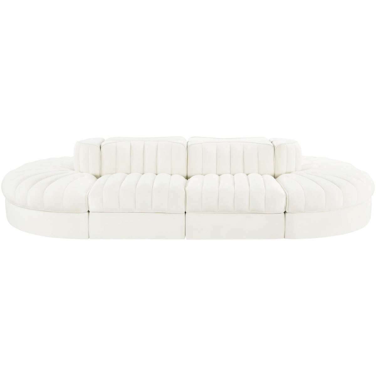 Rummi Cream Velvet Performance Fabric Upholstered 8 Piece Modular Sectional Sofa