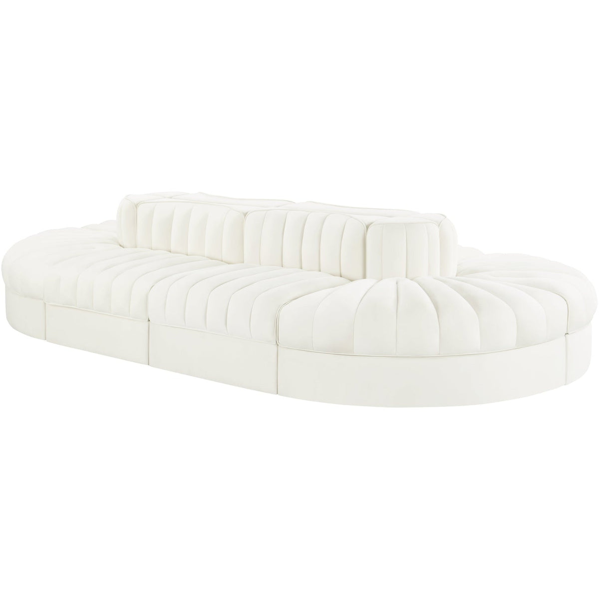 Rummi Cream Velvet Performance Fabric Upholstered 8 Piece Modular Sectional Sofa