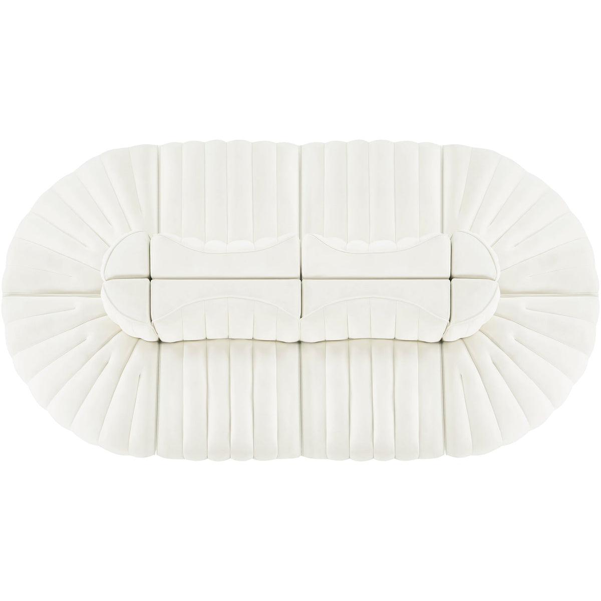 Rummi Cream Velvet Performance Fabric Upholstered 8 Piece Modular Sectional Sofa