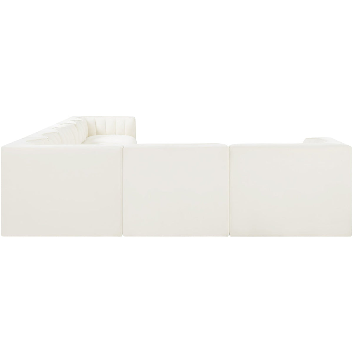 Rummi Cream Velvet Performance Fabric Upholstered 8 Piece Modular Sectional Sofa