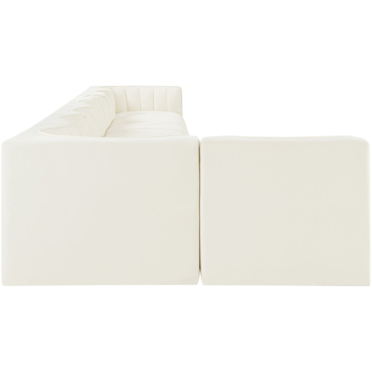 Rummi Cream Velvet Performance Fabric Upholstered 8 Piece Modular Sectional Sofa