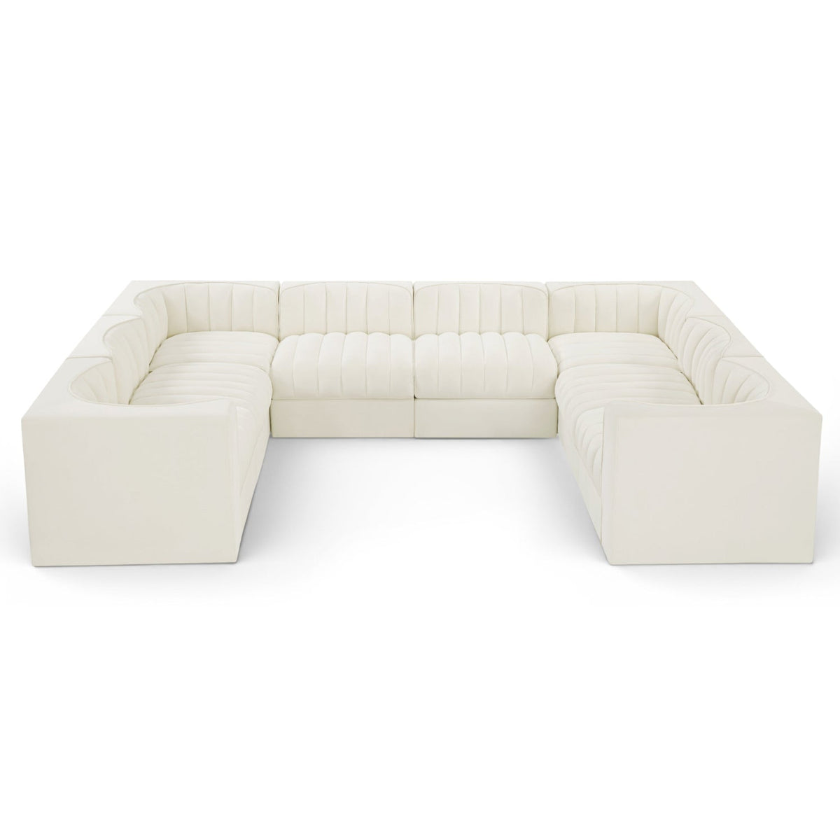 Rummi Cream Velvet Performance Fabric Upholstered Modular Sectional in cream velvet, primary product view