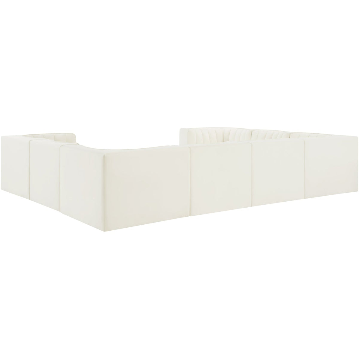 Rummi Cream Velvet Performance Fabric Upholstered Modular Sectional Sofa
