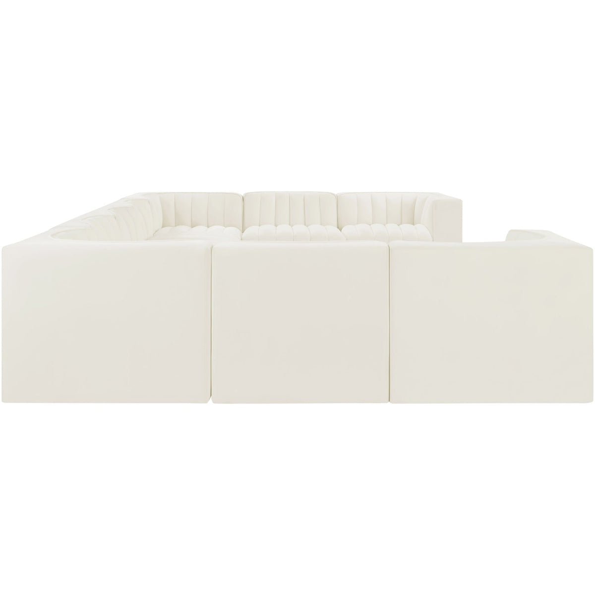 Rummi Cream Velvet Performance Fabric Upholstered 9 Piece Modular Sectional Sofa