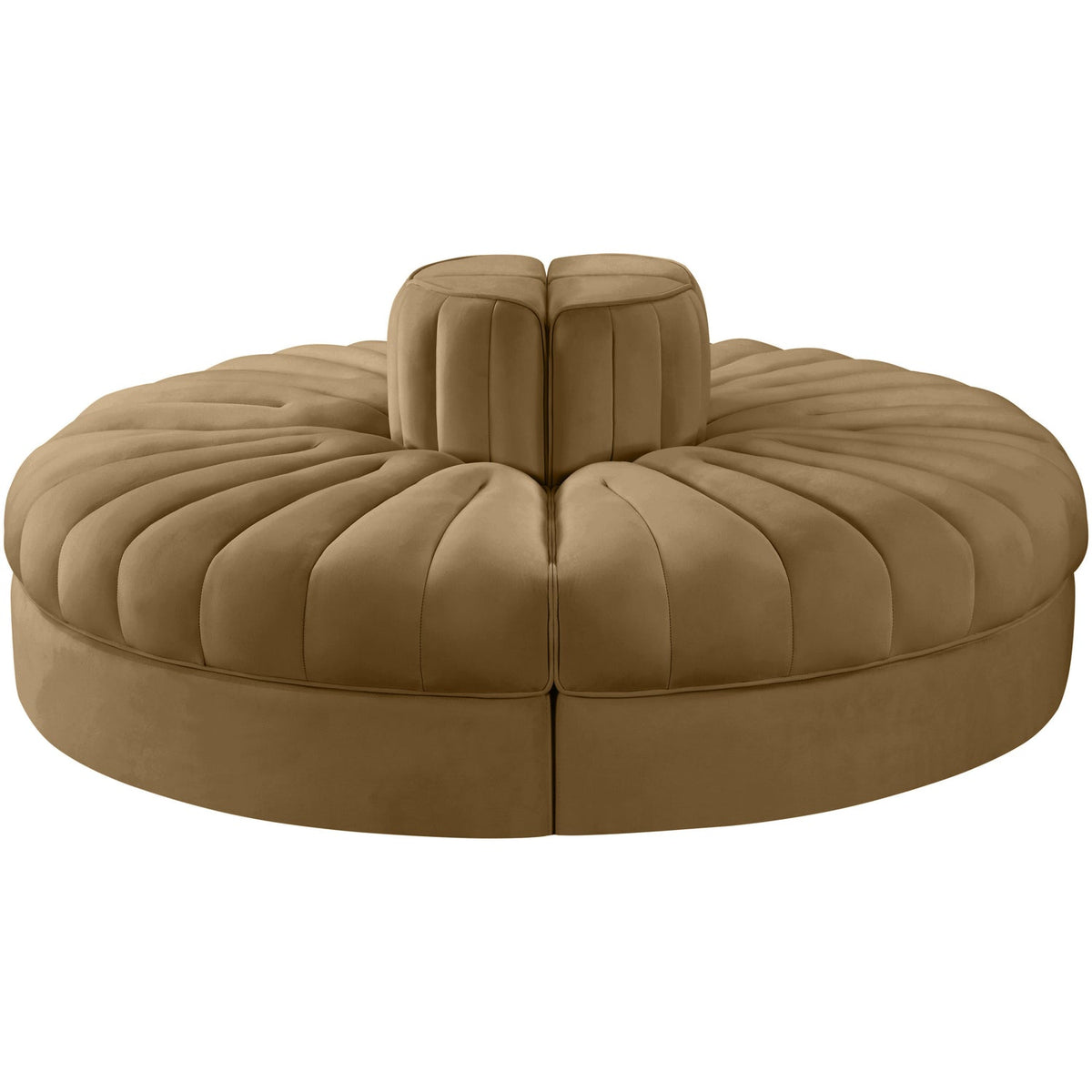 Rummi Saddle Velvet Performance Fabric Upholstered 4 Piece Modular Sofa