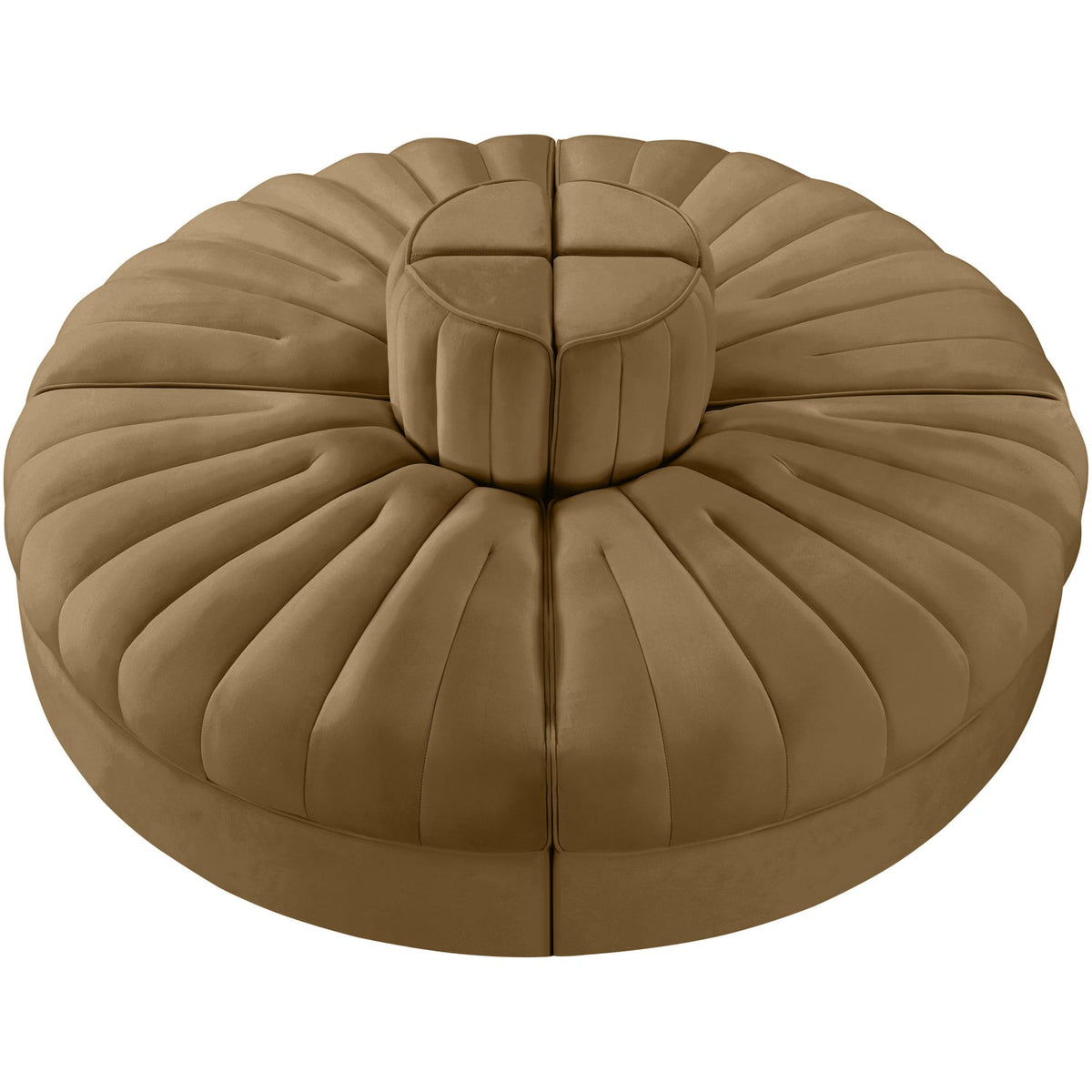 Rummi Saddle Velvet Performance Fabric Upholstered 4 Piece Modular Sofa