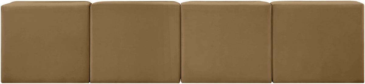 Rummi Saddle Velvet Performance Fabric Upholstered 4 Piece Modular Sofa