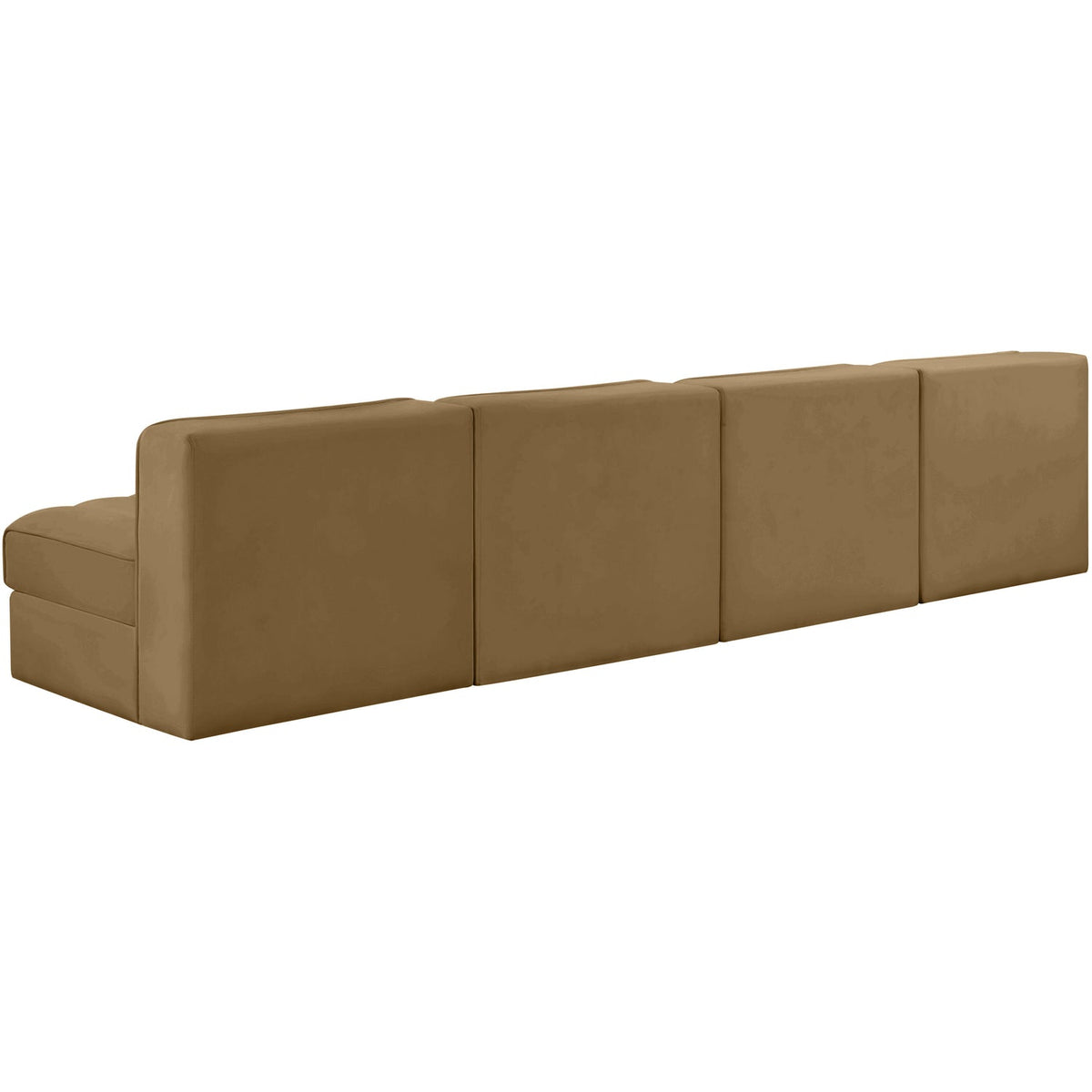 Rummi Saddle Velvet Performance Fabric Upholstered 4 Piece Modular Sofa