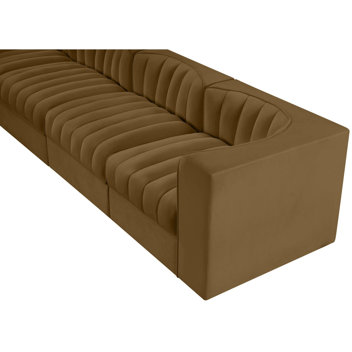 Rummi Saddle Velvet Performance Fabric Upholstered 4 Piece Modular Sofa