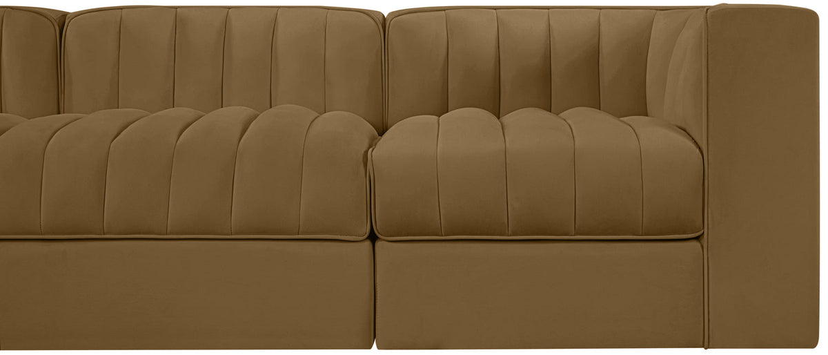 Rummi Saddle Velvet Performance Fabric Upholstered 5 Piece Modular Sofa