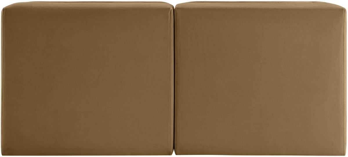 Rummi Saddle Velvet Performance Fabric Upholstered 2 Piece Modular Loveseat
