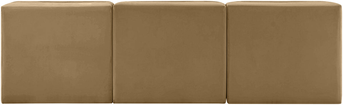 Rummi Saddle Velvet Performance Fabric Upholstered 3 Piece Modular Sofa