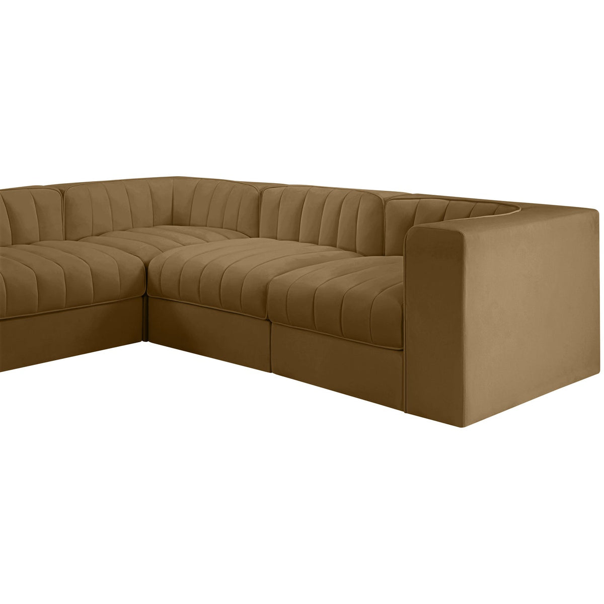 Rummi Saddle Velvet Performance Fabric Upholstered 10 Piece Modular Sectional Sofa