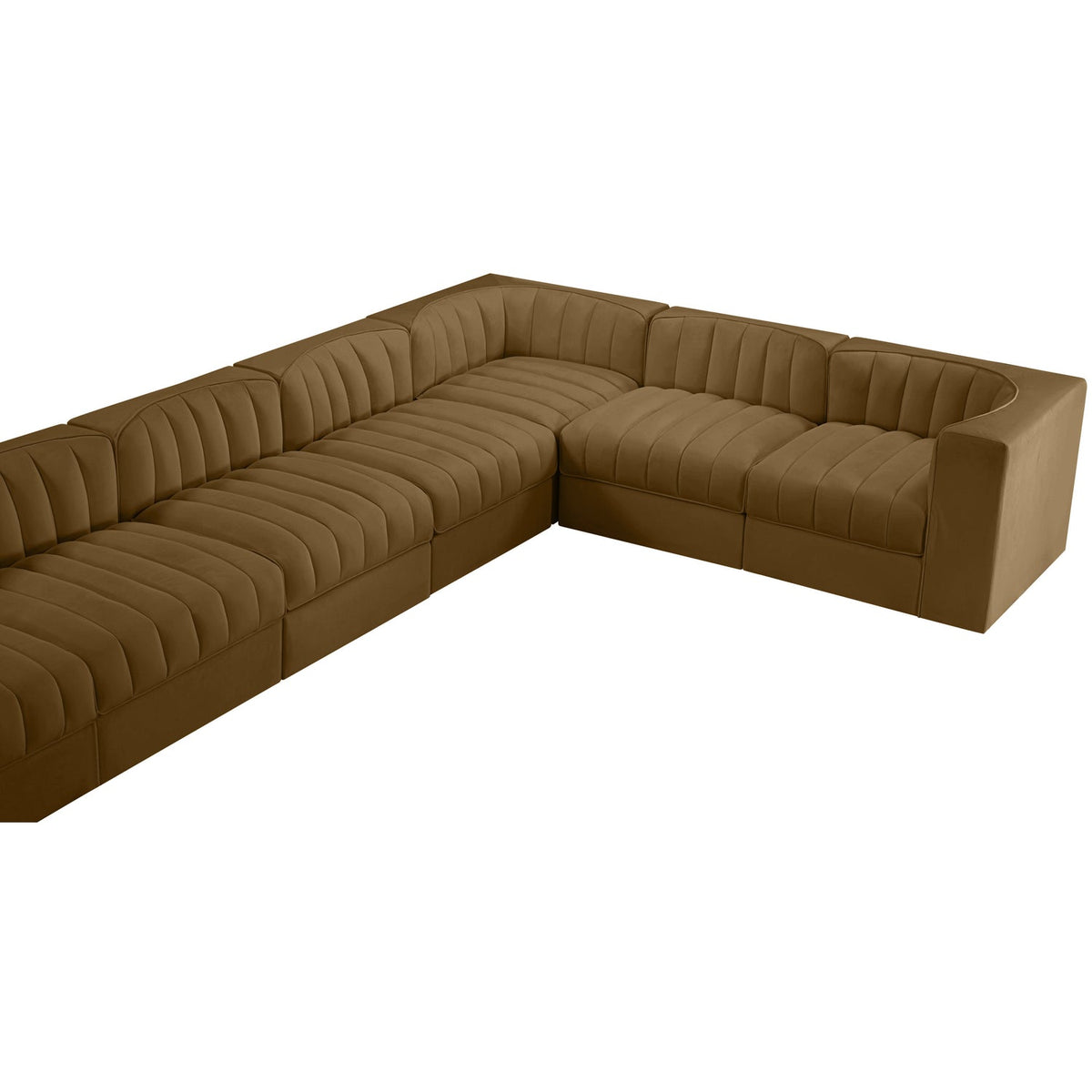Rummi Saddle Velvet Performance Fabric Upholstered 10 Piece Modular Sectional Sofa