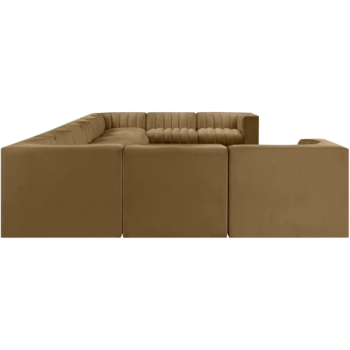 Rummi Saddle Velvet Performance Fabric Upholstered 11 Piece Modular Sectional Sofa