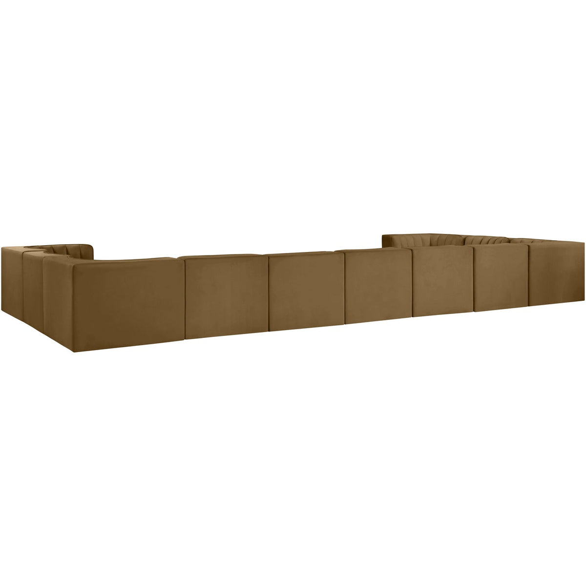 Rummi Saddle Velvet Performance Fabric Upholstered 11 Piece Modular Sectional Sofa