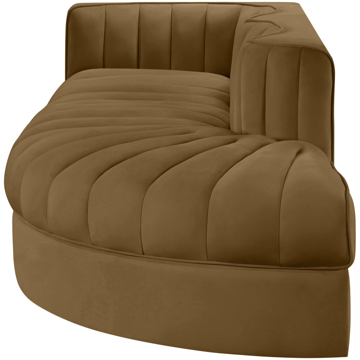 Rummi Saddle Velvet Performance Fabric Upholstered 3 Piece Modular Sectional Sofa